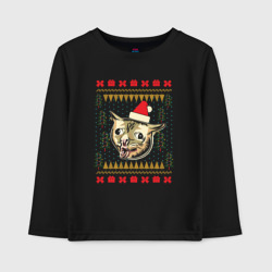 Детский лонгслив хлопок Рождественский свитер кашляющий кот