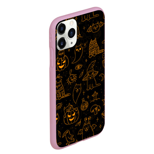 Чехол для iPhone 11 Pro Max матовый Хеллоуин паттерн котики halloween kitty, цвет розовый - фото 3