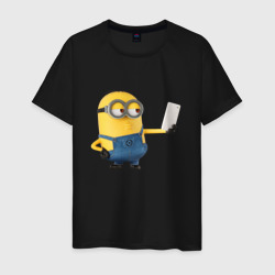 Миньон с телефоном – Мужская футболка хлопок с принтом купить со скидкой в -20%