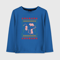 Детский лонгслив хлопок Рождественский свитер Лабораторные мыши