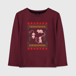 Детский лонгслив хлопок Рождественский свитер Лабораторные мыши