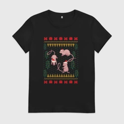 Женская футболка хлопок Рождественский свитер Лабораторные мыши