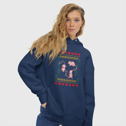 Женское худи Oversize хлопок Рождественский свитер Лабораторные мыши - фото 2