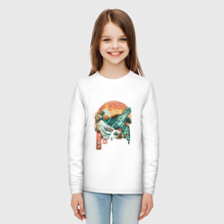 Лонгслив с принтом Черепаха Япония для ребенка, вид на модели спереди №3. Цвет основы: белый