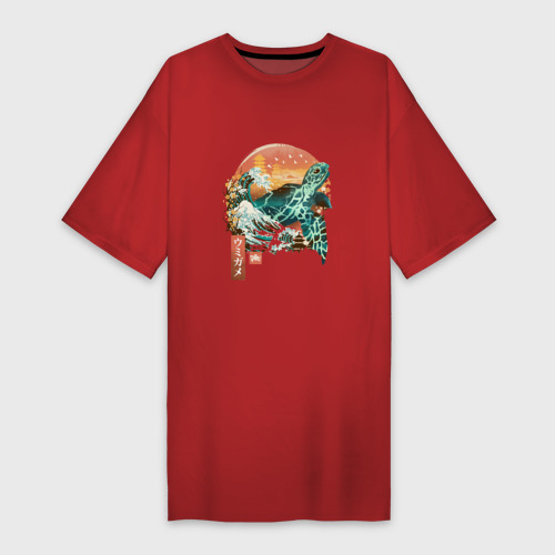 Платье-футболка хлопок Черепаха Япония, цвет красный