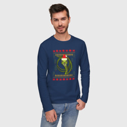 Мужской лонгслив хлопок Рождественский свитер Скептическая змея - фото 2