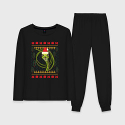 Женская пижама с лонгсливом хлопок Рождественский свитер Скептическая змея
