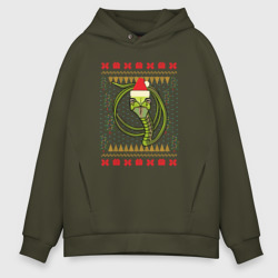 Мужское худи Oversize хлопок Рождественский свитер Скептическая змея