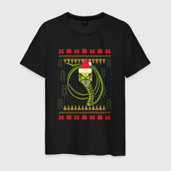 Мужская футболка хлопок Рождественский свитер Скептическая змея