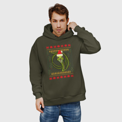 Мужское худи Oversize хлопок Рождественский свитер Скептическая змея - фото 2