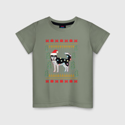 Детская футболка хлопок Рождественский свитер Хаски