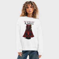 Женский свитшот oversize без начеса хлопок Алый Король - фото 2