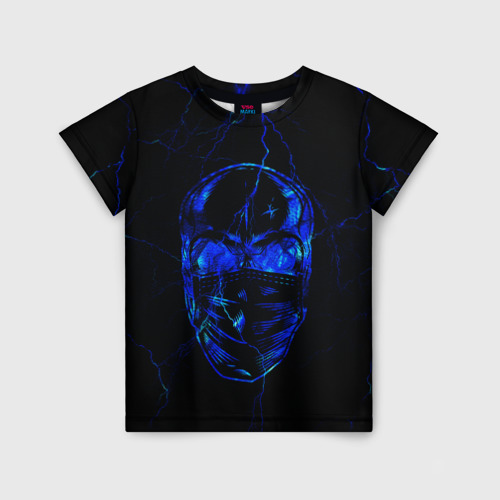 Детская футболка 3D C-19 череп в маске, цвет 3D печать