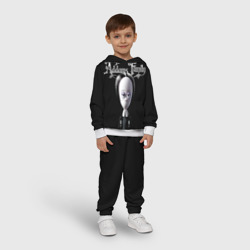 Костюм с принтом Addams Family Wednesday cartoon для ребенка, вид на модели спереди №2. Цвет основы: белый