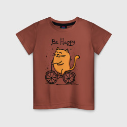 Детская футболка хлопок Кот велосипедист