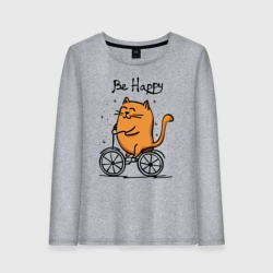 Женский лонгслив хлопок Кот велосипедист