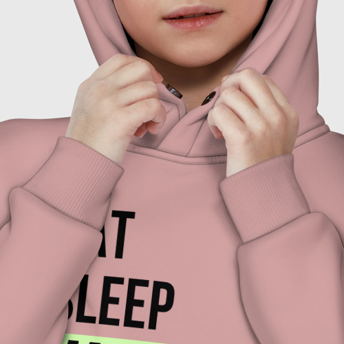 Детское худи Oversize хлопок Eat Sleep Marketing Repeat, цвет пыльно-розовый - фото 7