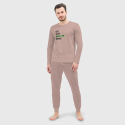 Мужская пижама с лонгсливом хлопок Eat Sleep Marketing Repeat - фото 2