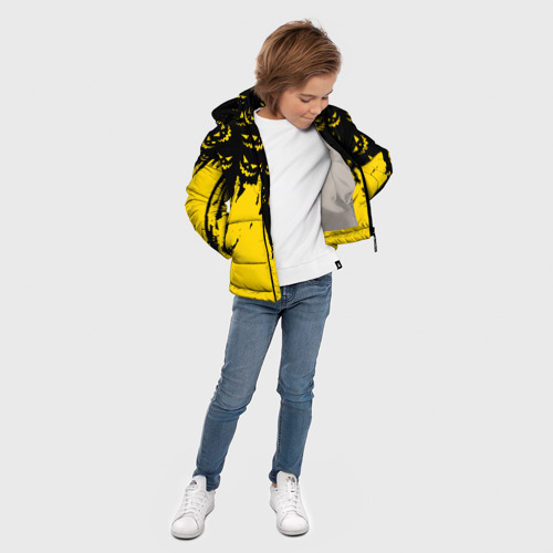 Зимняя куртка для мальчиков 3D с принтом Тыквенные смайлы, вид сбоку #3