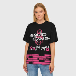 Женская футболка oversize 3D Squid game [all logo] - фото 2