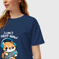 Женская футболка хлопок Oversize Котенок играет - фото 2