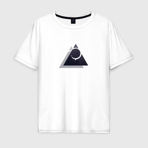 Мужская футболка хлопок Oversize с принтом Космос в треугольнике, вид спереди #2