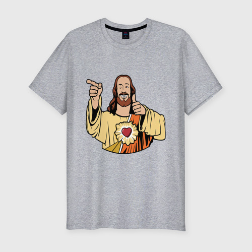 Мужская футболка хлопок Slim Dogma - smile Jesus like, цвет меланж