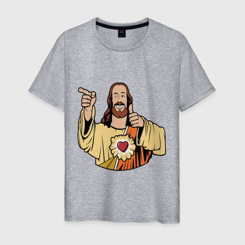 Мужская футболка хлопок Smile Jesus , цвет меланж