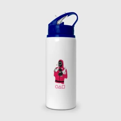 Бутылка для воды с трубочкой Игра в кальмара - милый котик