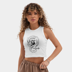 Женская укороченная майка-топ хлопок Бог Каонаси и Хаку Унесённые призраками - фото 2