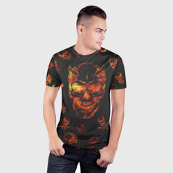 Мужская футболка 3D Slim Огненные черепа Carbon - фото 2