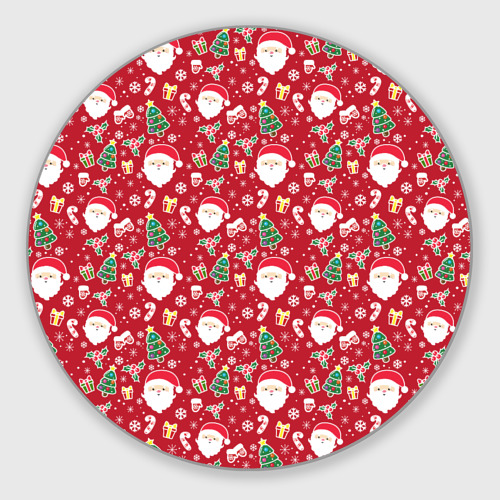 Круглый коврик для мышки Дед Мороз новый год