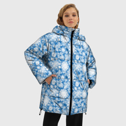 Женская зимняя куртка Oversize Узоры Снежных Хлопьев - фото 2