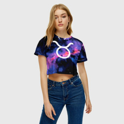 Женская футболка Crop-top 3D Телец Taurus, Знак зодиака - фото 2