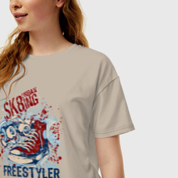Женская футболка хлопок Oversize Скейт и кеды - фото 2