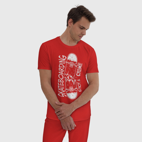 Мужская пижама хлопок Сломаный скейт, цвет красный - фото 3