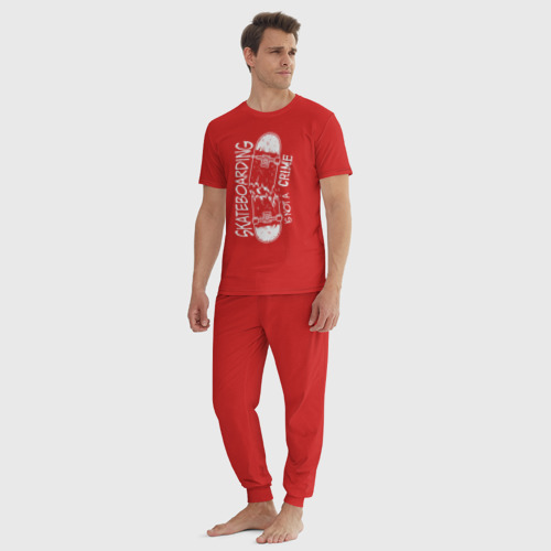 Мужская пижама хлопок Сломаный скейт, цвет красный - фото 5