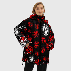 Женская зимняя куртка Oversize Анархия брызги красок революция паттерн - фото 2