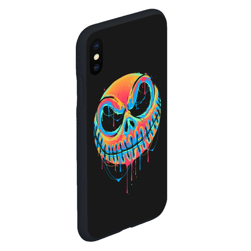 Чехол для iPhone XS Max матовый Jack Skellington. Paints, цвет черный - фото 3