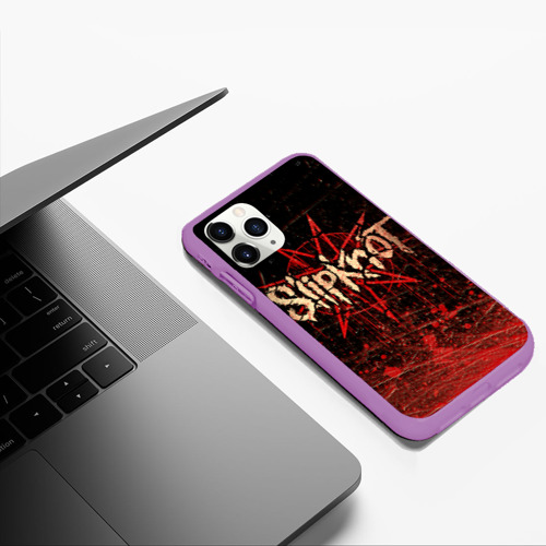 Чехол для iPhone 11 Pro Max матовый Слипкнот Гранж Slipknot Grunge, цвет фиолетовый - фото 5