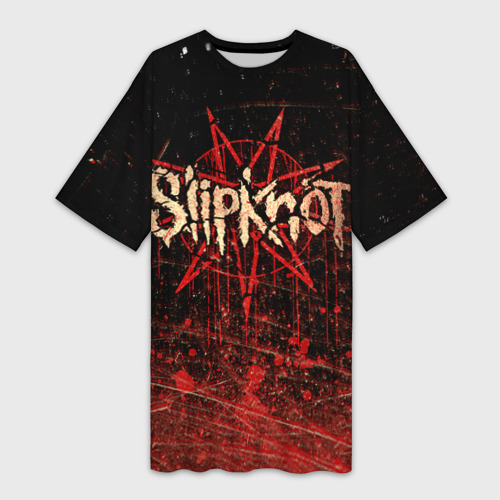Платье-футболка с принтом Слипкнот Гранж Slipknot Grunge, вид спереди №1