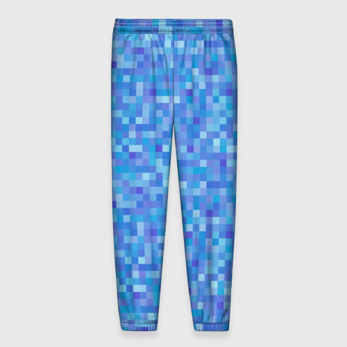 Мужские брюки 3D с принтом Голубая пиксель абстракция, вид сзади #1