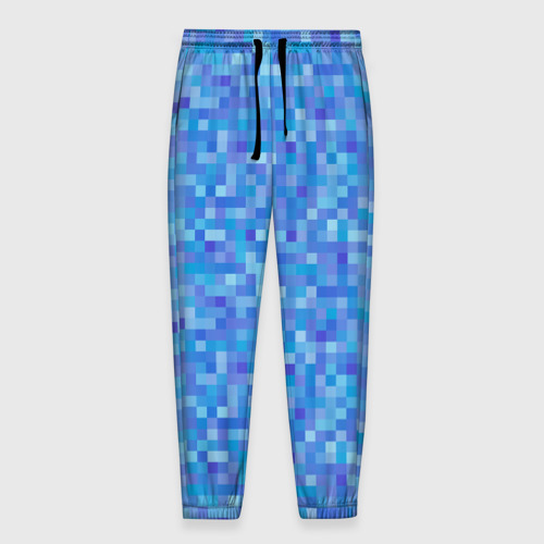 Мужские брюки 3D с принтом Голубая пиксель абстракция, вид спереди #2
