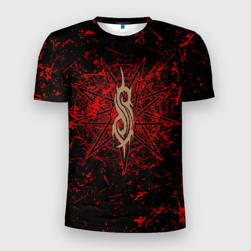 Мужская футболка 3D Slim с принтом Slipknot RED | Рок Слипкнот, вид спереди #2