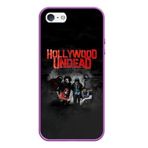 Чехол для iPhone 5/5S матовый Hollywood Undead - Голливудская нежить, цвет фиолетовый