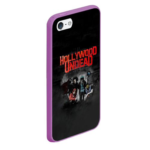 Чехол для iPhone 5/5S матовый Hollywood Undead - Голливудская нежить, цвет фиолетовый - фото 3