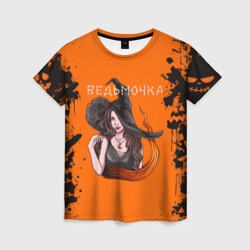 Женская футболка 3D Ведьмочка на хеллоуин