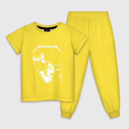 Детская пижама хлопок Meowtallica, цвет желтый