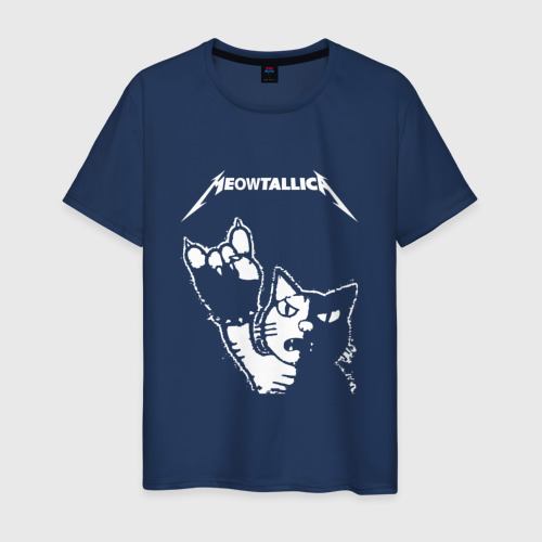 Мужская футболка из хлопка с принтом Meowtallica, вид спереди №1