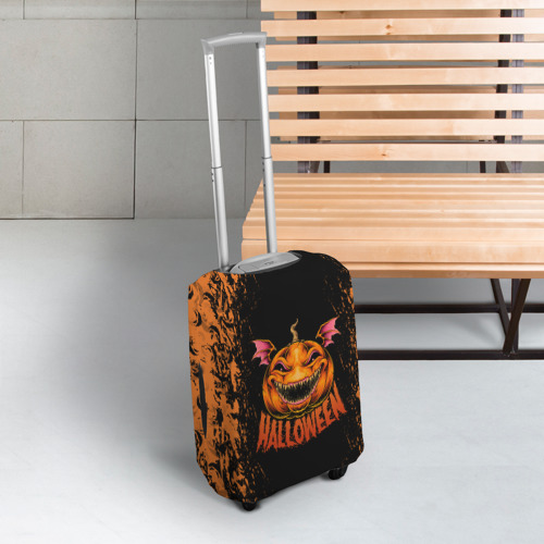 Чехол для чемодана 3D Веселая тыква на хеллоуин, цвет 3D печать - фото 3